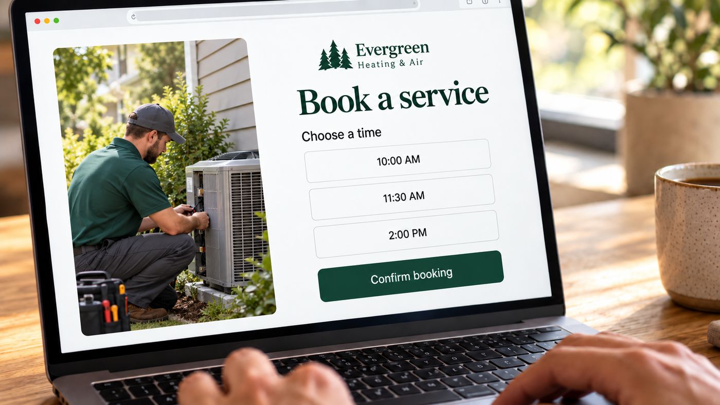 A customer booking a service appointment online